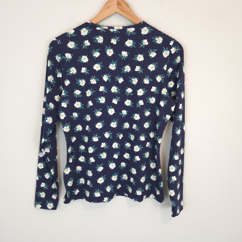 Draper James Land's End Women's Navy Floral Print Rash Guard Swim Top - Picture 10 of 12